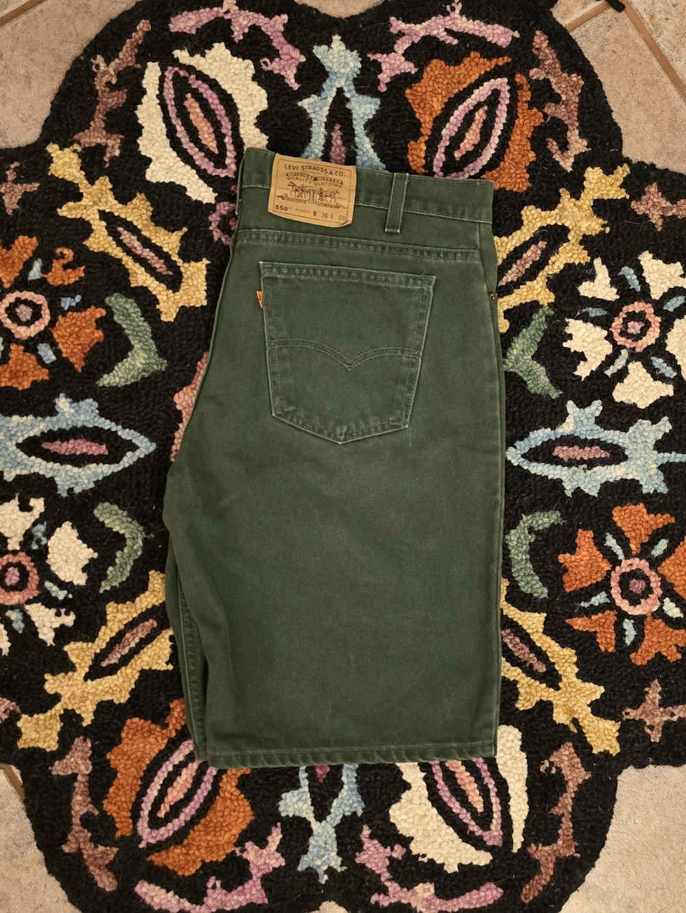 🔥🔥Vintage Levi's 550 Orange Tab Dark Green Jorts🔥🔥 90s Made In USA Skater